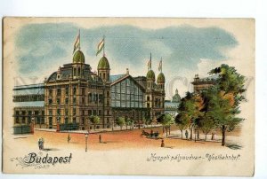 497178 Hungary Budapest Western railway station early lithographic postcard