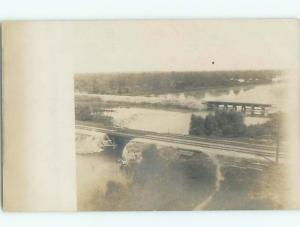 Old rppc BRIDGE SCENE Landscape Postcard AB2032