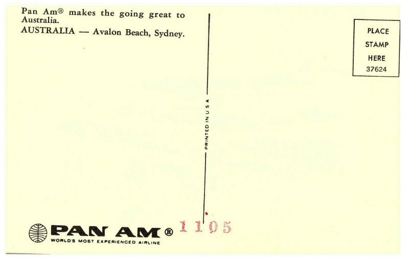 Pan Am Makes the Going Great Avalon Beach Australia Airline Issued Postcard