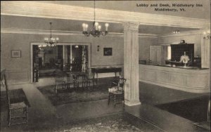 Middlebury Vermont VT Hotel Interior View Albertype c1940s Postcard