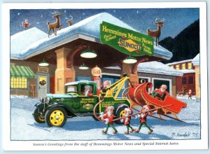 HEMMINGS MOTOR NEWS Christmas Greetings SANTA & ELVES 5½x8 R. Randall 1995 Art