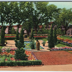 c1940s Santa Fe, NM Sunken Garden Lily Pool Governor's Mansion House Linen A328