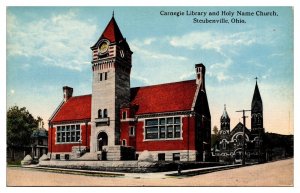 Antique Carnegie Library and Holy Name Church, Street View, Steubenville, OH