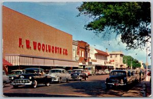 Bradenton Florida 1950s Postcard Manatee Avenue Cars Woolworth Store