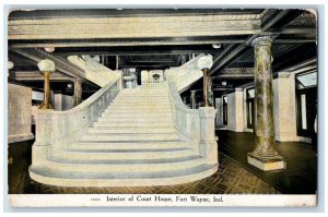 1909 Interior Of Court House Fort Wayne Indiana IN Posted Staircase Postcard