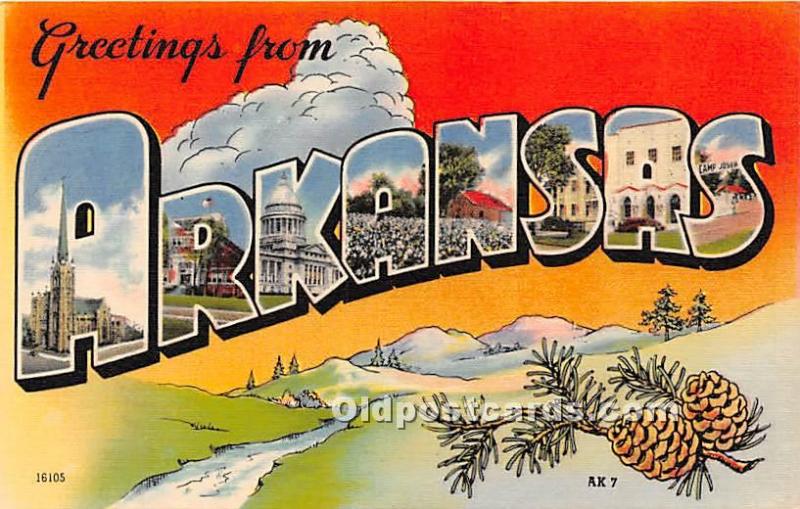 Greetings from Arkansas, AR, USA Large Letter Unused 