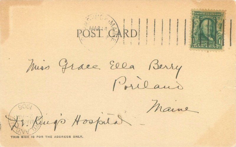 Brunswick Maine Bowdoin College Memorial Hall 1906 Undivided Back Sepia Postcard