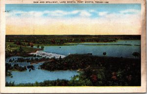 Dam & Spillway Lake Worth Forth Worth TX Postcard PC88