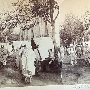 Stereo View Postcard RPPC  1896 Arab Tent Cafes in Algiers, Africa Z2