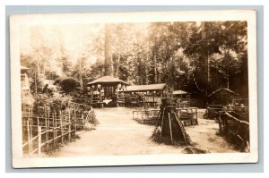 Vintage 1910's RPPC Postcard Farm with Gazebo and People Eating