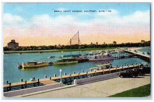 c1940 Small Craft Harbor Port Dock Steamer Gulfport Mississippi Vintage Postcard