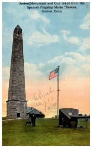 Connecticut  Groton Monument  and Gun from Spanish Flagship Maria Theresa