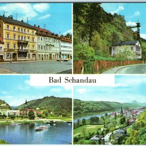 c1970s Bad Schandau, Germany Multi-View Town River Mountains Chrome 4x6 PC M25