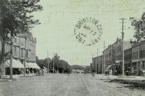 C.1898-06 West Broadway Downtown Signs Carriages Horses, Fulton, NY Postcard F15