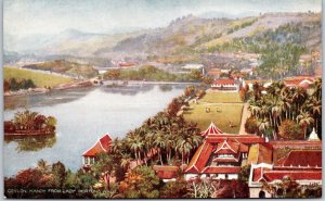 Kandy From Lady Horton's Walk Ceylon Vivid Red & White Roofs Palms Postcard