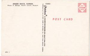 Jensen Beach, Florida, House of Refuge, Martin County Museum, unused Postcard