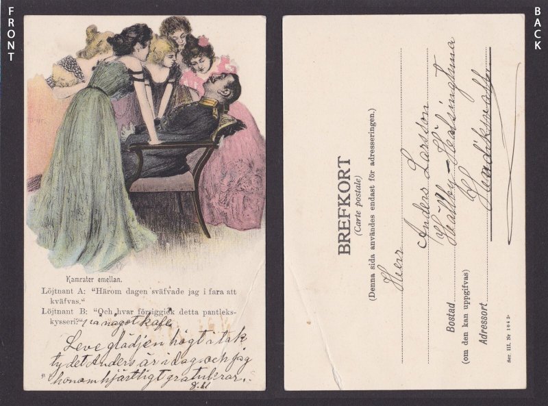 SWEDEN, Postcard, Comrades in between, Humor, WWI