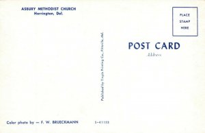 Asbury Methodist Church Harrington Delaware Vintage Chrome Post Card