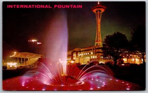 Vtg WA Seattle World's Fair International Fountain Night View 1962 Postcard