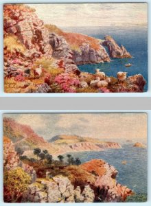 2 Tuck Postcards TORQUAY, ENGLAND ~ Natural Arch, MEADFOOT from Daddy Hole 1910s