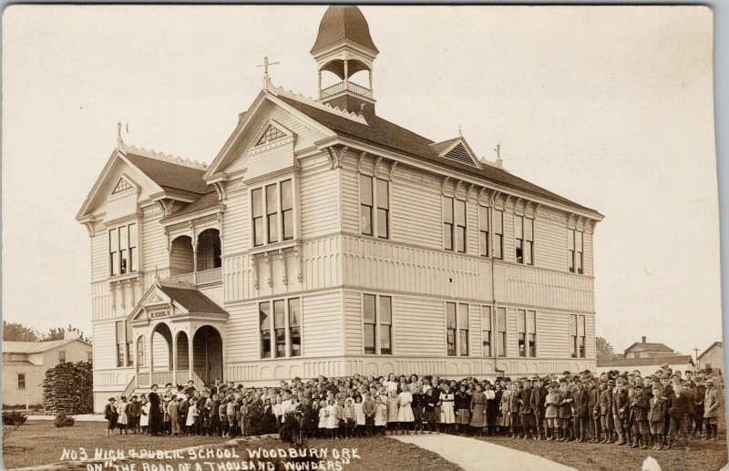 Woodburn OR No. 3 High and Public School Students c1914 Real Photo Postcard E64