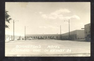 RPPC GOODLAND KANSAS BOYINGTON'S MOTEL ADVERTISING REAL PHOTO POSTCARD