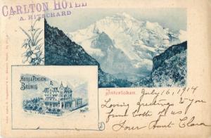 Postcard Hotel & Pension Brunig, Interlaken, Switzerland 1914 A29