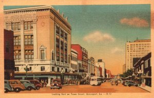 Looking East on Texas Street Thoroughfares Shreveport Louisiana Vintage Postcard