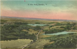 c1909 Hand Colored Postcard; 10 Mile Road, Brandon VT Rutland County, Posted