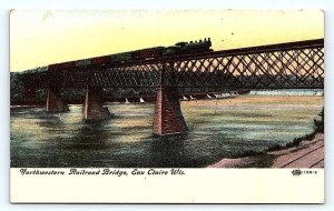 EAU CLAIRE, WI Wisconsin ~ NORTHWESTERN RAILROAD BRIDGE c1910s Postcard