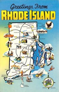 Map Greetings from Rhode Island, USA Map Unused 