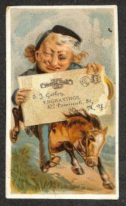 E.J. GATLEY ENGRAVINGS HORSE NEW YORK MAIL DELIVERY TRADE CARD (c. 1880s)