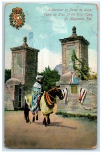 1911 Celebration Ponce De Leon City Gates St Augustine Florida Vintage Postcard