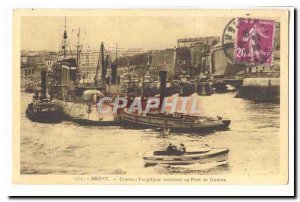 Brest Old Postcard Against destroyer returning to port war