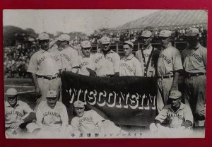 1909 University of Wisconsin Badgers BASEBALL JAPAN TOUR POSTCARD Team Photo