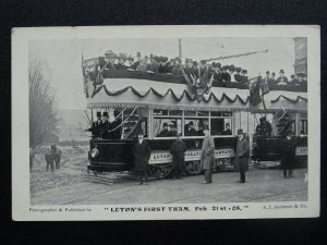 Bedfordshire LUTON'S FIRST TRAM Feb 21st 1908 Postcard by A.J. Anderson & Co.