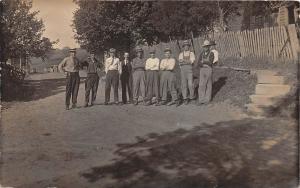 A90/ Occupational Postcard Real Photo RPPC c1910 Men Boys Hats Overalls 2