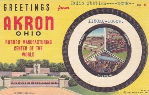 Ohio Akron Greetings From Firestone Goodrich & Goodyear 1957