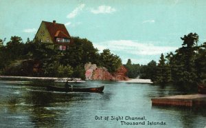 Thousand Islands New York c1910 Boat Out of Sight Channel N.Y. Vintage Postcard