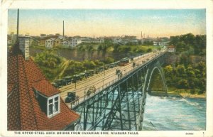 Niagara Falls NY Upper Steel Arch Bridge from Canadian Side Postcard Used