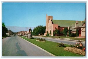 1960 Kalispell Montana Mountain Valley Road View Church MT Antique Postcard 