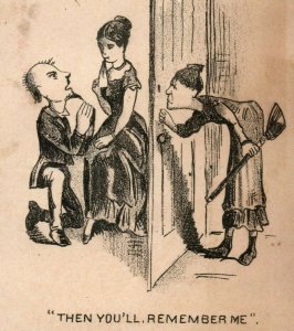 1870's Baskins' Celebrated Oysters Young Couple Nosy Old Lady Peeping P165