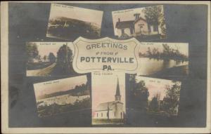 Potterville PA Multi-View c1910 Real Photo Postcard