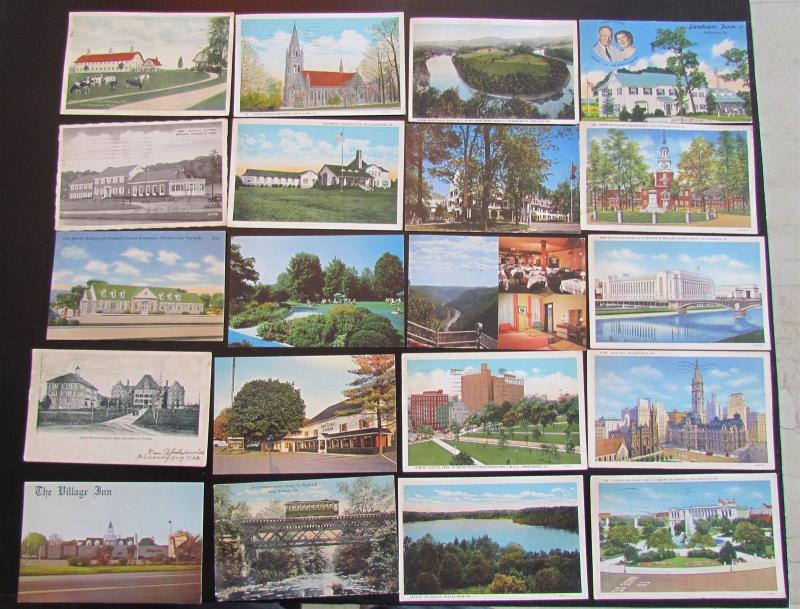 LARGE LOT OF 107 PENNSYLVANIA PA VIEWS ANTIQUE & VINTAGE POSTCARDS 