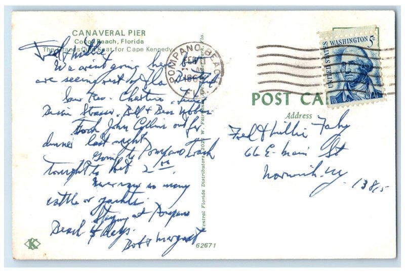 1969 Canaveral Pier Rustic Bridge People Cocoa Beach Florida FL Posted Postcard