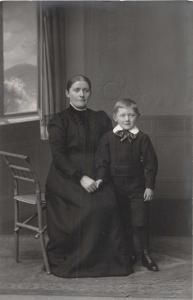 AALBORG DENMARK WOMAN & BOY REAL PHOTO POSTCARD c1910s SEE PHOTOGRAPHER MARK