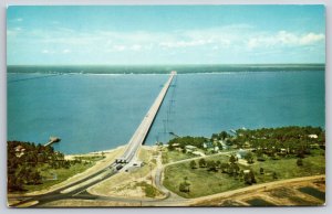 Bridge~Air View Bay Bridge Mississippi Gulf Coast~Vintage Postcard
