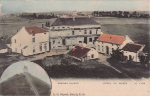 BELGIQUE~BRAINE L'ALLEUD-HOTEL DU MUSEE-LE LION~1900s TINT PHOTO POSTCARD