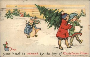 HKB Tuck Playtime Christmas Children Winter Scene Vintage Postcard