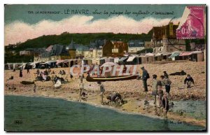 Le Havre - Illustration - On the Beach children have fun Old Postcard